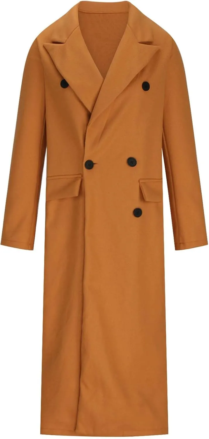 Coats for Women Elegant Notched Lapel Collar Double Breasted Long Blazers Plus Size Temperament Business Trench Coat