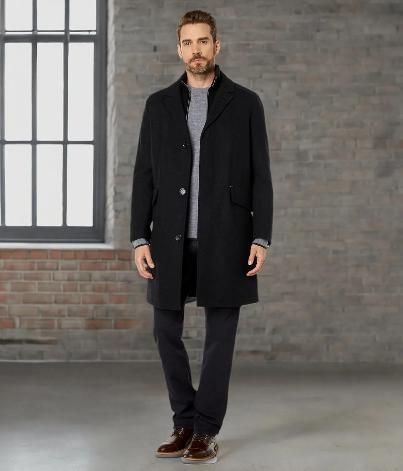 Cole Haan Men's Classic Wool Long Twill Coat