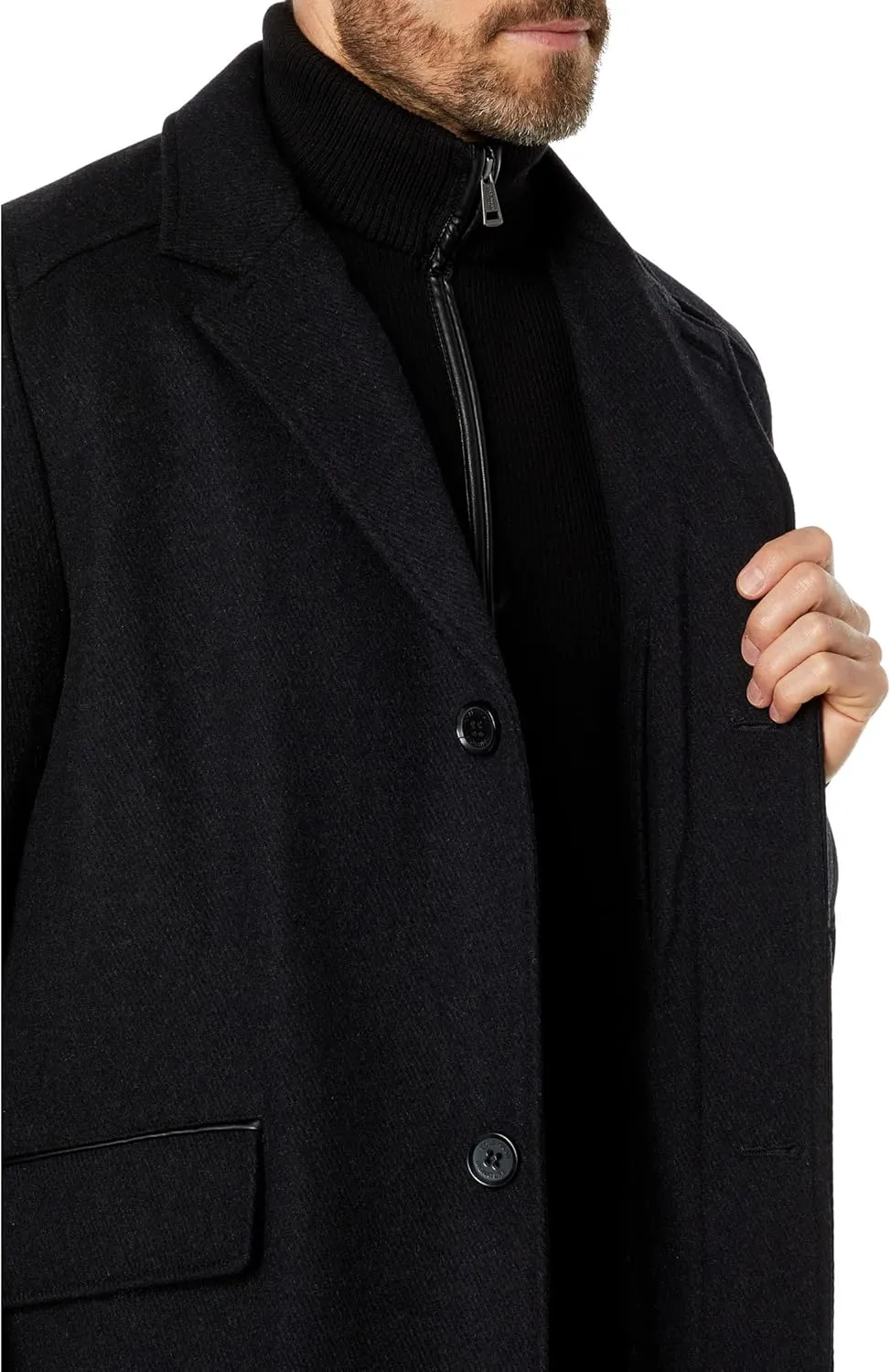 Cole Haan Men's Classic Wool Long Twill Coat