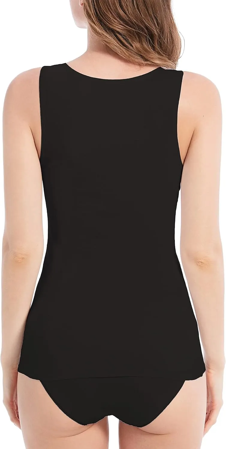 Comfneat Women's 4-Pack Slim-Fit Basic Tanks Cotton Casual Comfy Top Underwear Vests