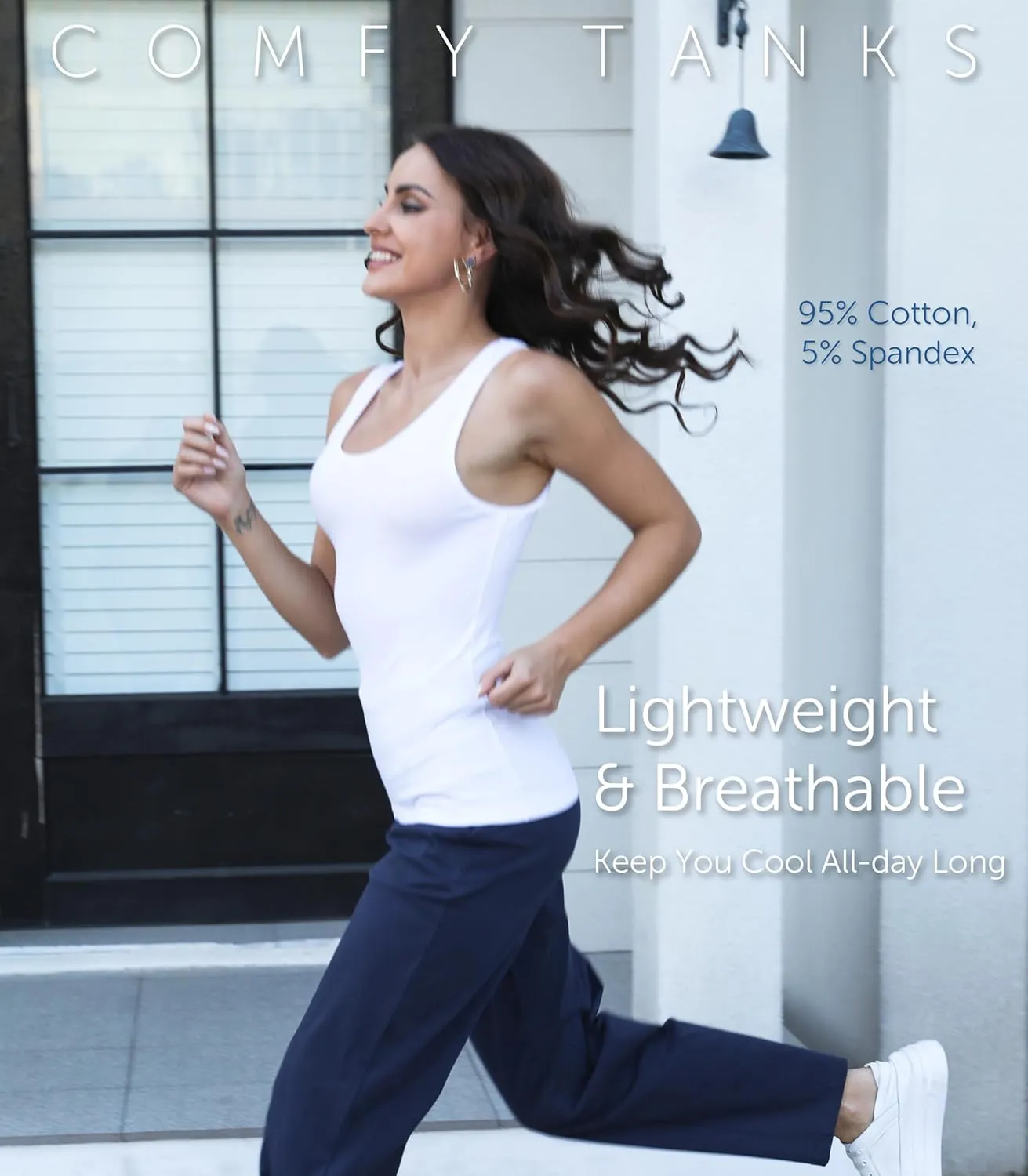 Comfneat Women's 4-Pack Slim-Fit Basic Tanks Cotton Casual Comfy Top Underwear Vests