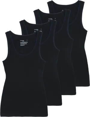 Comfneat Women's 4-Pack Slim-Fit Basic Tanks Cotton Casual Comfy Top Underwear Vests