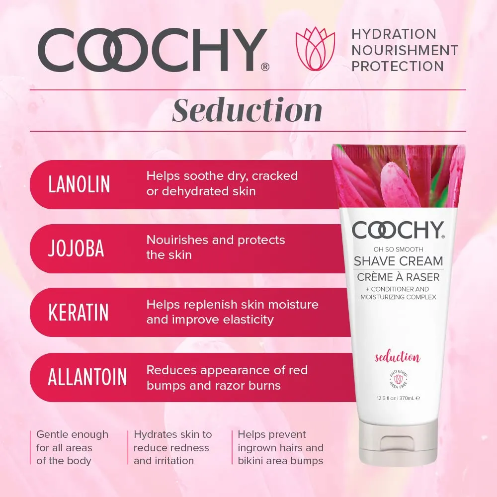 Coochy Intimate Shaving Cream | Shave Conditioner & Moisturizer for Face & Body | Ideal for Sensitive Skin Care, Anti-Bump | Seduction, 12.5 oz