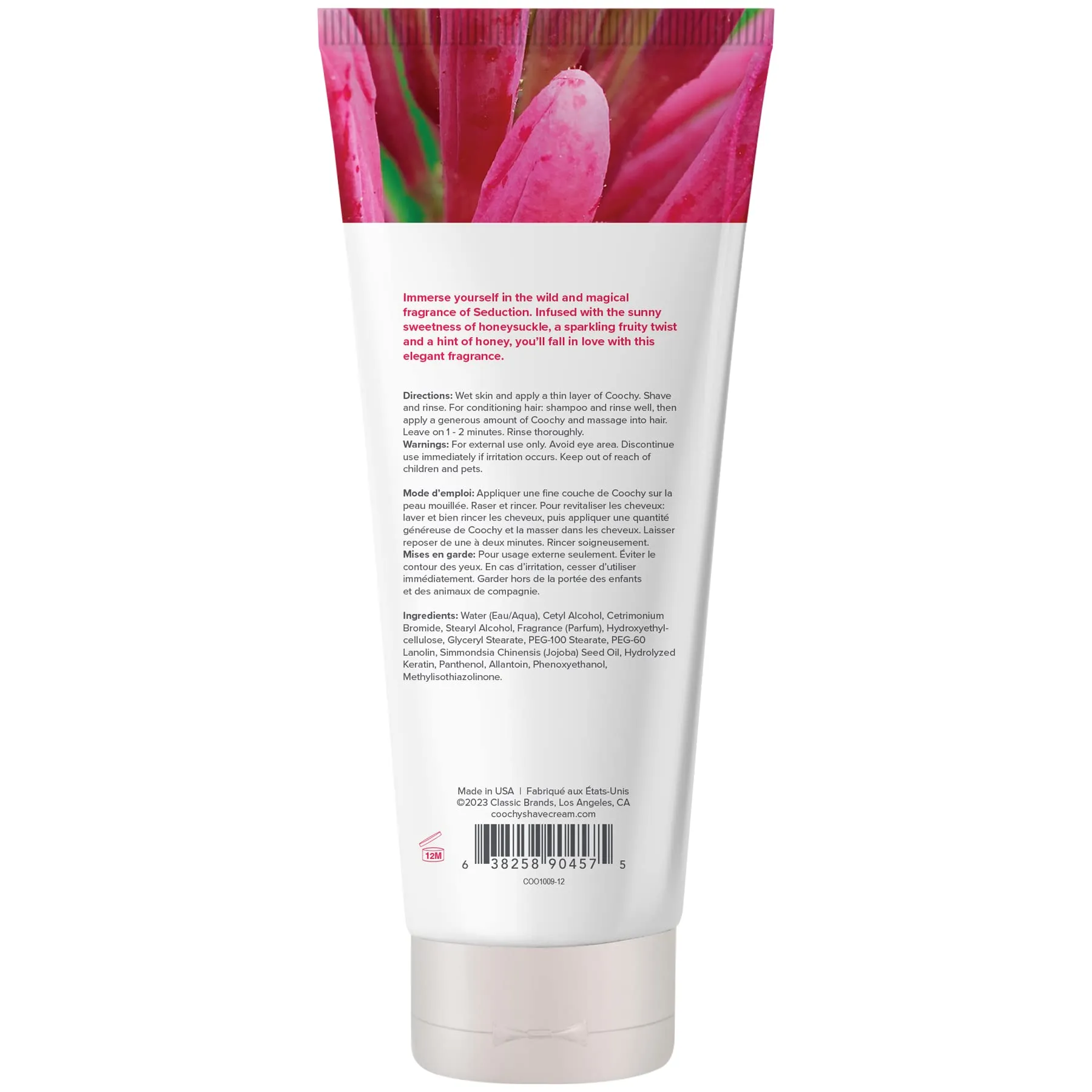 Coochy Intimate Shaving Cream | Shave Conditioner & Moisturizer for Face & Body | Ideal for Sensitive Skin Care, Anti-Bump | Seduction, 12.5 oz