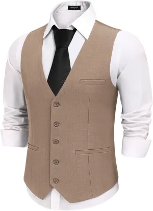 COOFANDY Men's Business Suit Vests Slim Fit Formal Dress Waistcoat Groomsman Vest For Wedding