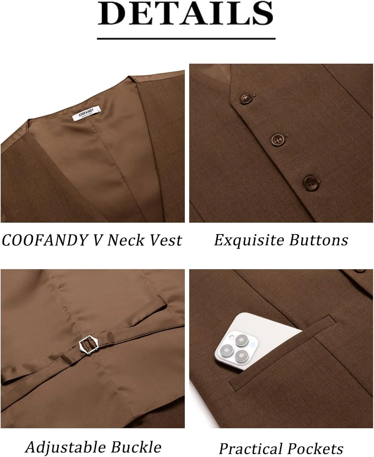 COOFANDY Men's Business Suit Vests Slim Fit Formal Dress Waistcoat Groomsman Vest For Wedding