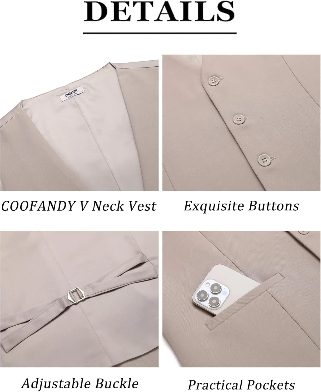 COOFANDY Men's Business Suit Vests Slim Fit Formal Dress Waistcoat Groomsman Vest For Wedding