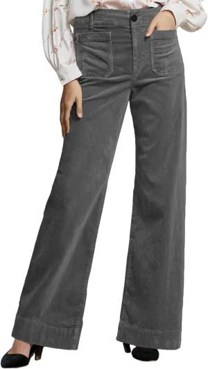 Corduroy Pants Women Elastic Waist Flare Pants Bell Bottom Business Casual Trousers Pants for Women