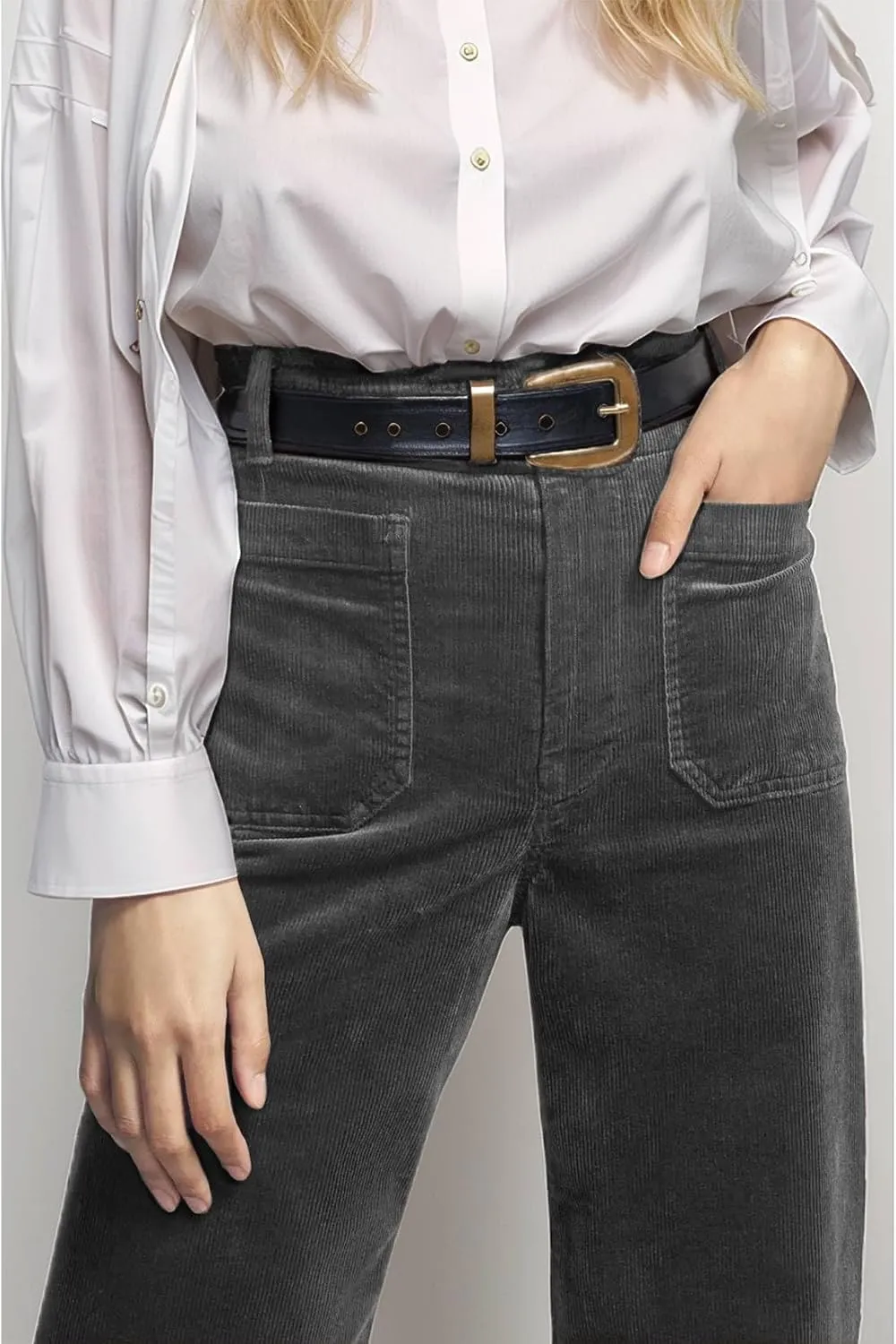 Corduroy Pants Women Elastic Waist Flare Pants Bell Bottom Business Casual Trousers Pants for Women