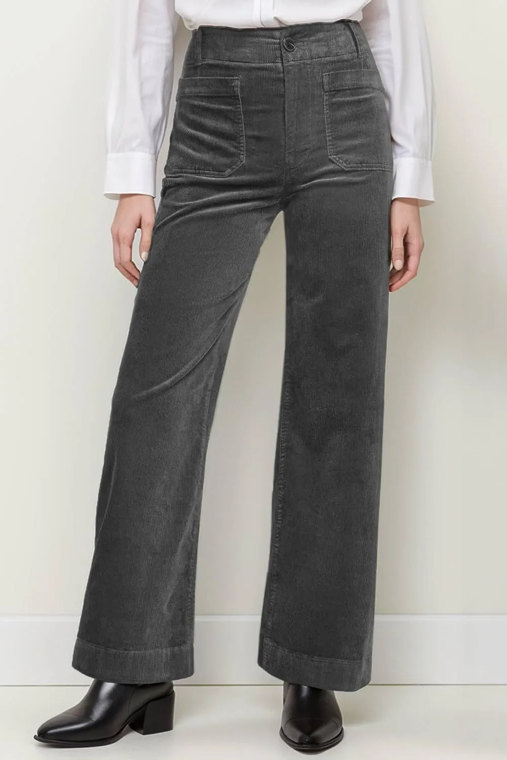 Corduroy Pants Women Elastic Waist Flare Pants Bell Bottom Business Casual Trousers Pants for Women