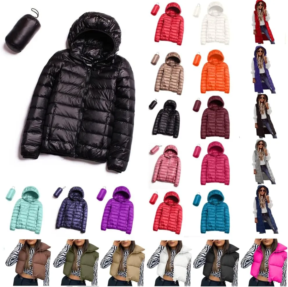 COTECRAM Puffer Jacket Womens Plu Size Long Sleeve Packable Hooded Winter Coat Casual Warm Down Jackets Quilted Outerwear