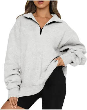COTECRAM Women Oversized Sweatshirts Hoodies Half Quarter Zip Pullover Long Sleeve Sweaters Teen Girls Fall Y2k Clothes