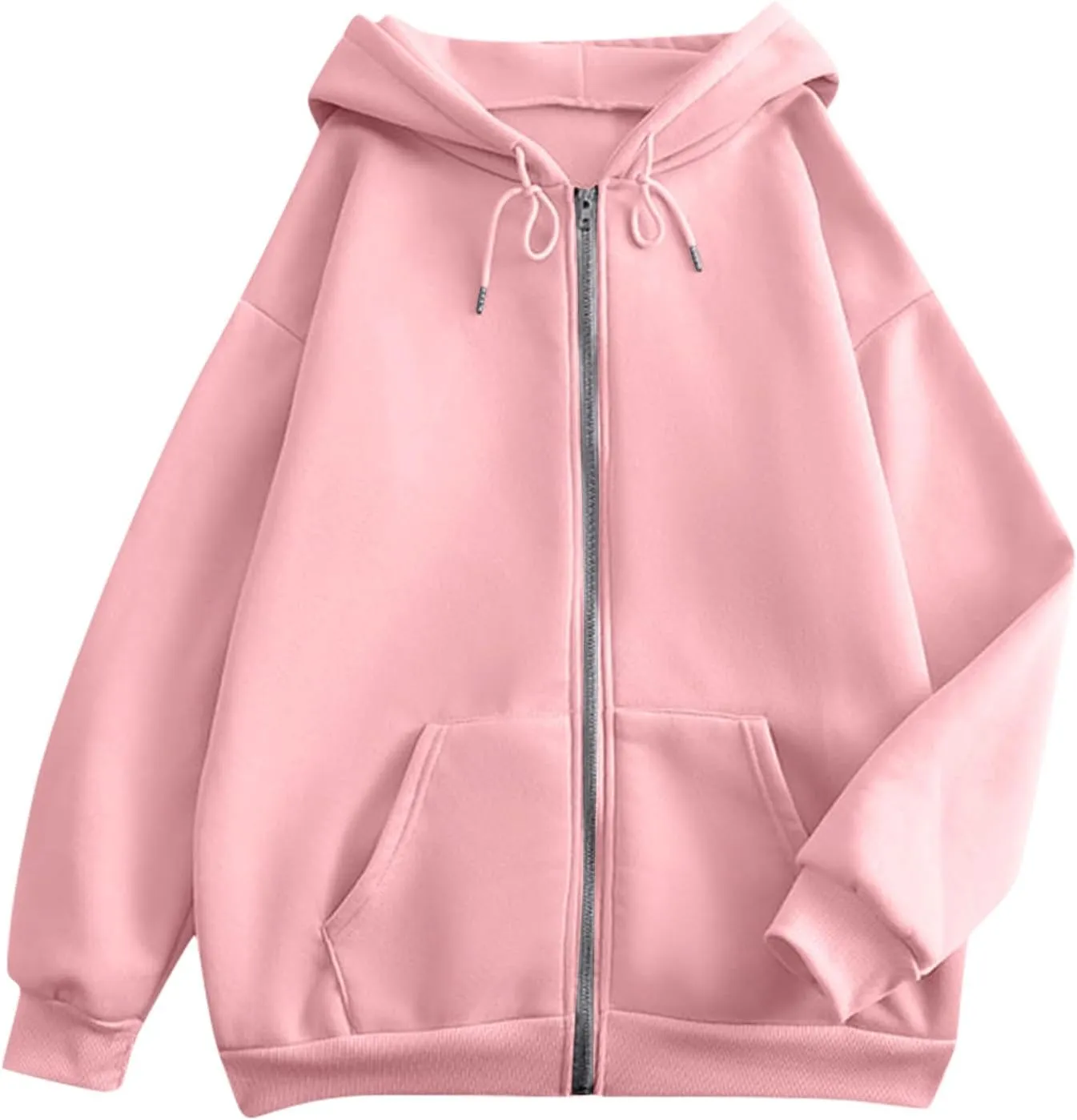 COTECRAM Women Zip Up Y2K Hoodie Fall Oversized Sweatshirts Casual Long Sleeve Drawstring Hooded Jacket 2024 Clothes