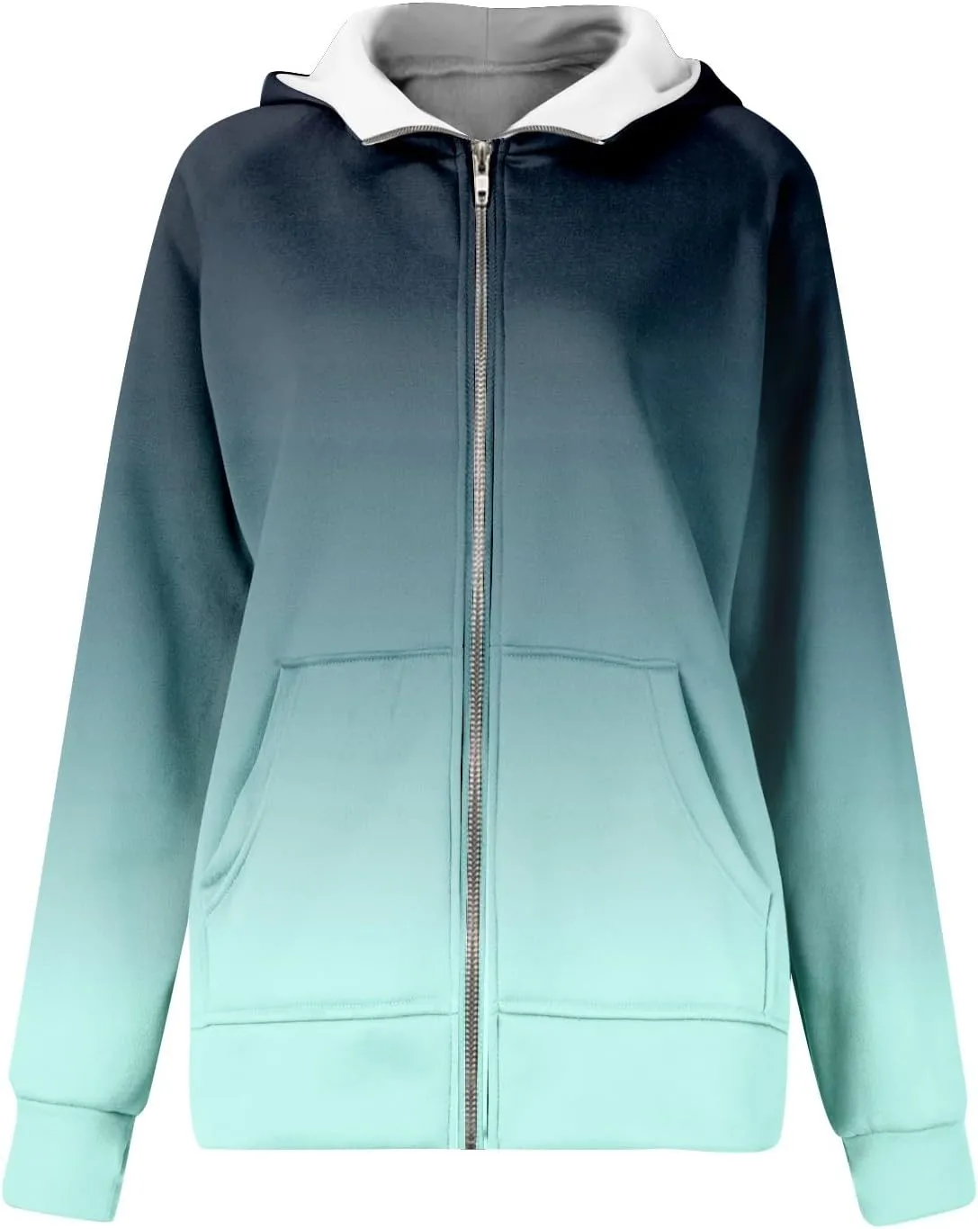 COTECRAM Womens Full Zip Up Hoodie Long Sleeve Oversized Graphic Sweatshirt Fall Jacket with Pockets Fashion Clothes 2024