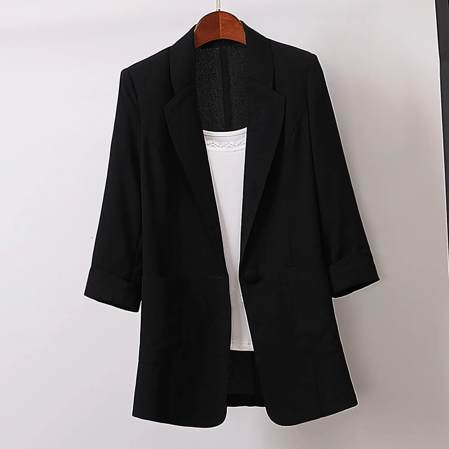 Cotton Linen Blazer for Womens Long Sleeve Stretchy Lightweight Casual Work Jacket Open Front 2024 Work Suit Jackets