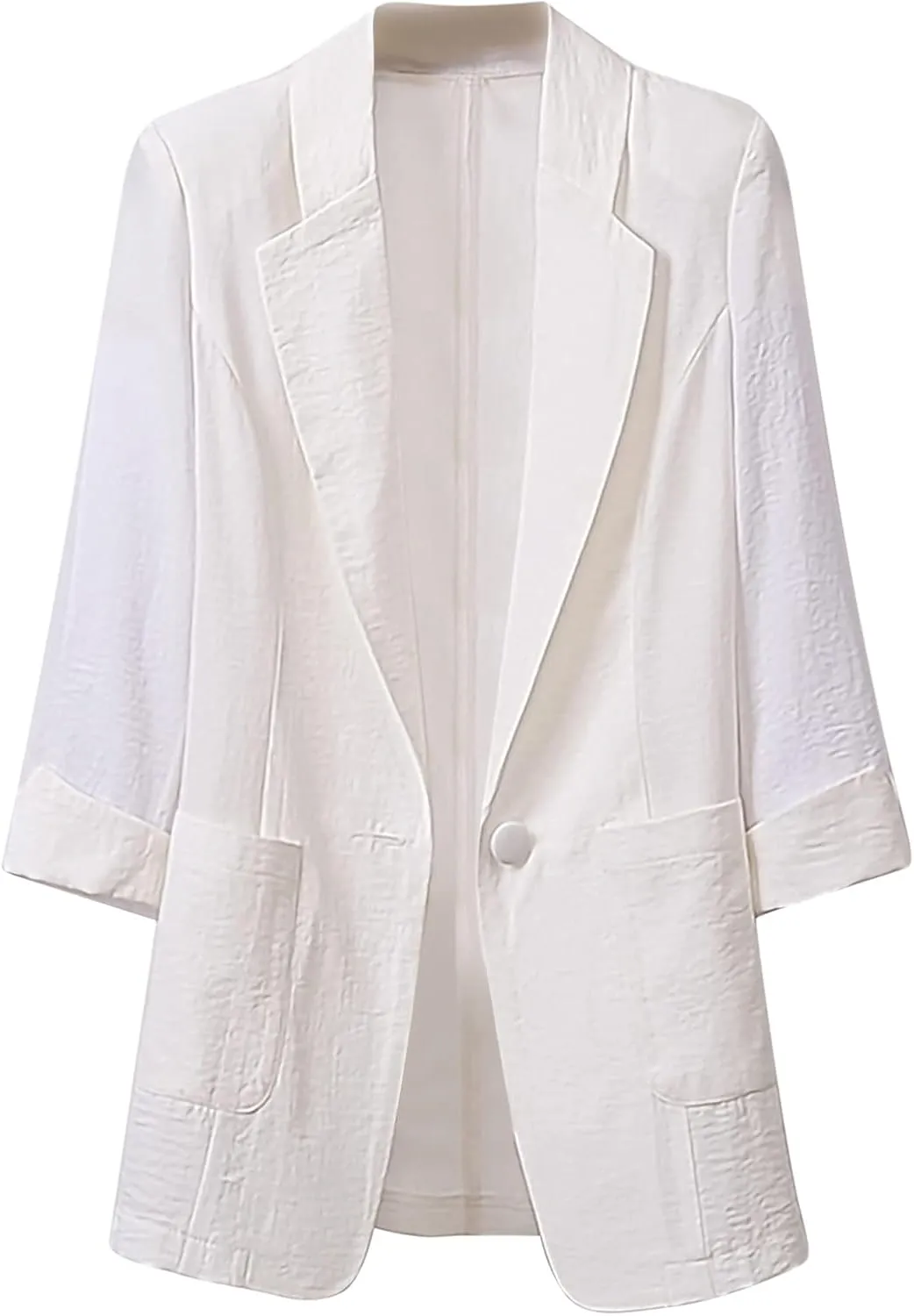 Cotton Linen Blazer for Womens Long Sleeve Stretchy Lightweight Casual Work Jacket Open Front 2024 Work Suit Jackets