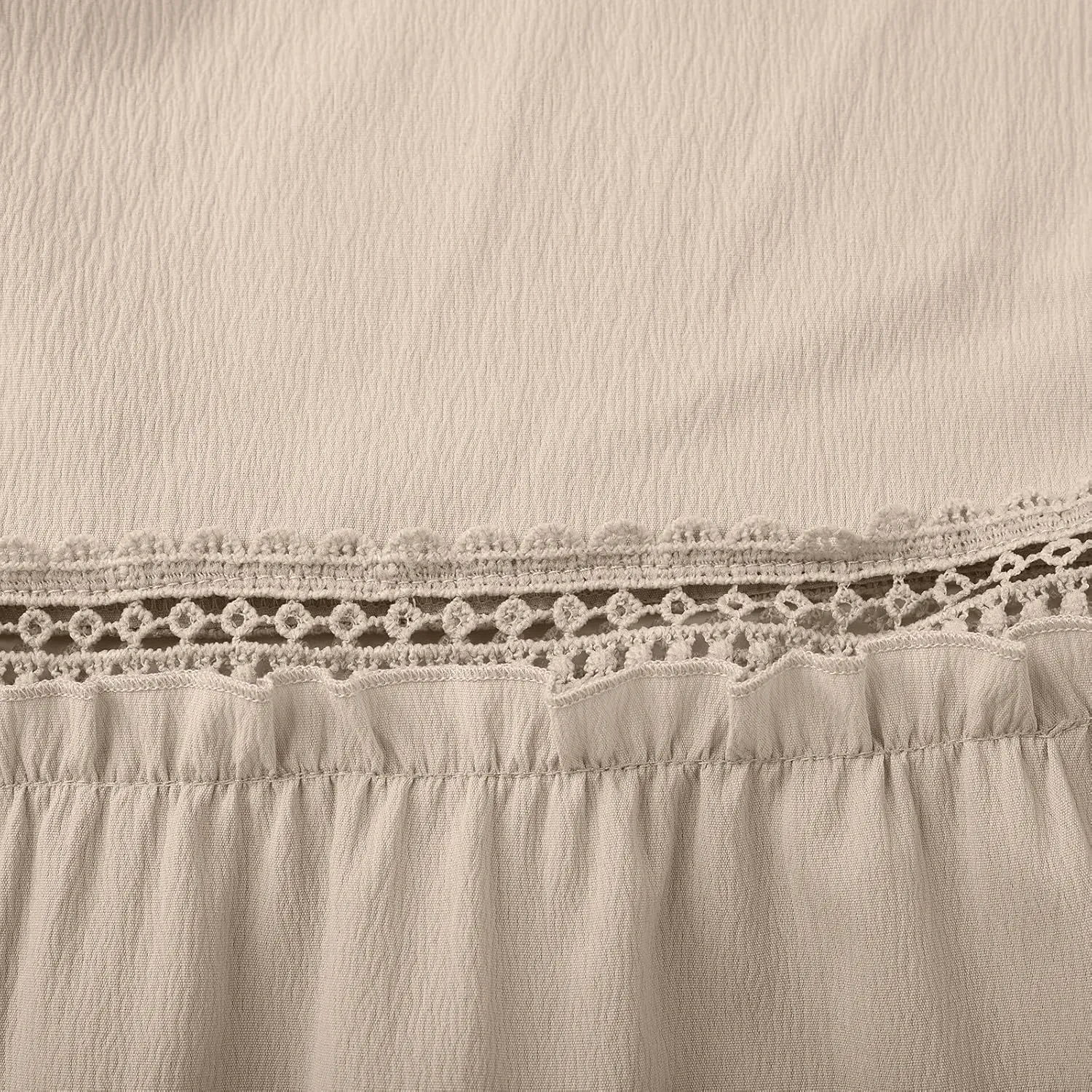 Cotton Linen Pants for Women Wide Leg Eyelet Lounge Trousers Drawstring Elastic Waist Summer Beach Pants with Pocket