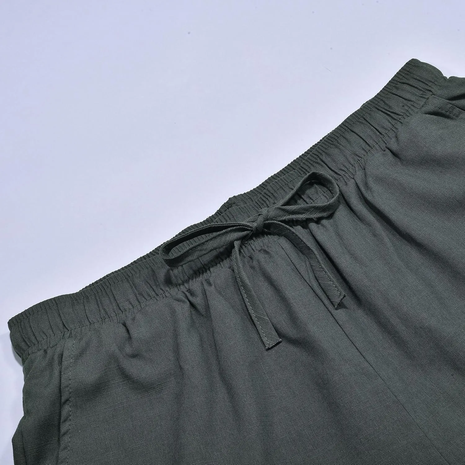 Cotton Linen Yoga Pants Men Summer Elastic Waist Drawstring Beach Athletic Pants for Workout, Jogging, Running