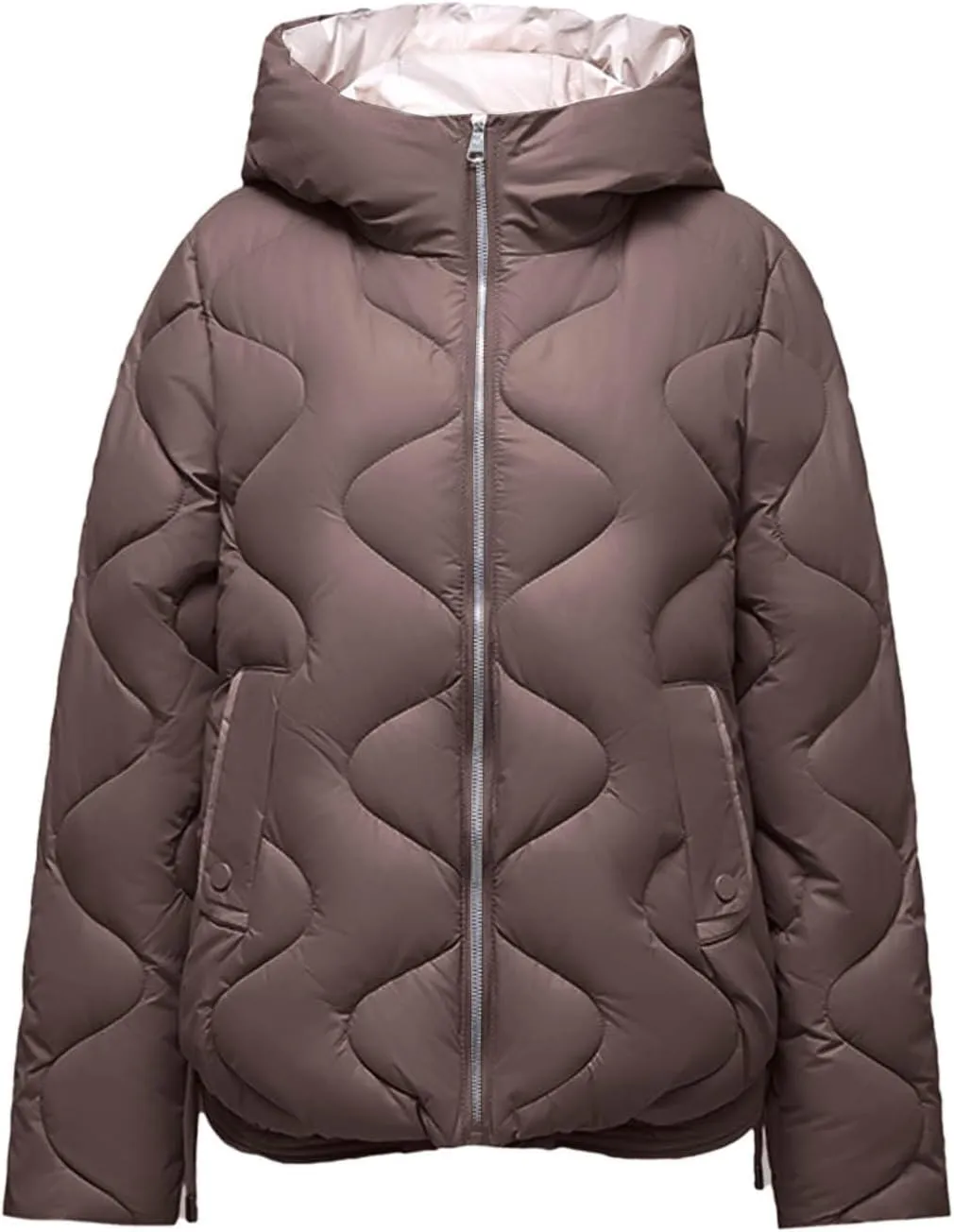 Cotton Padded Outerwear Coats for Women Zip Up Quilted Jackets Lightweight Thermal Winter Puffer Parka with Pockets