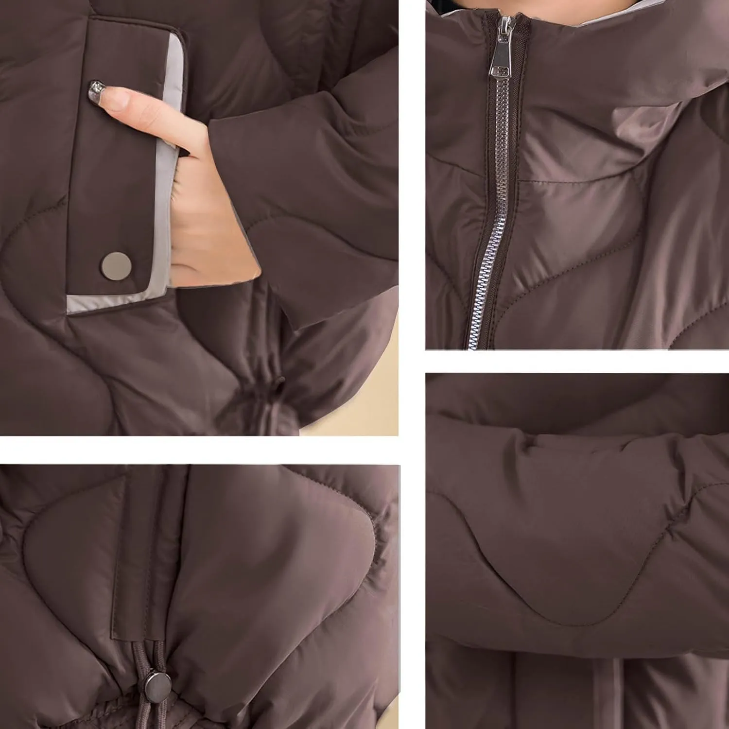 Cotton Padded Outerwear Coats for Women Zip Up Quilted Jackets Lightweight Thermal Winter Puffer Parka with Pockets