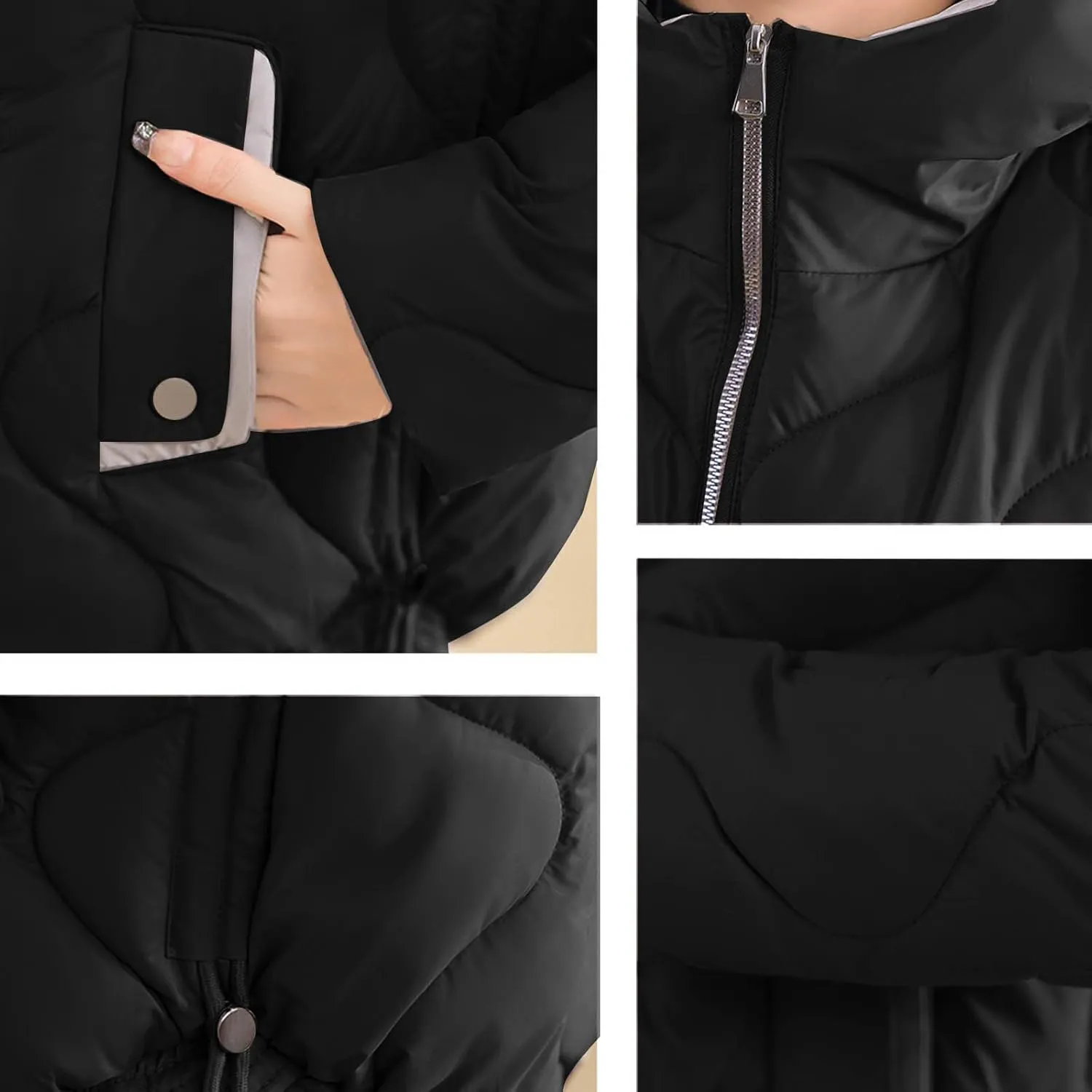 Cotton Padded Outerwear Coats for Women Zip Up Quilted Jackets Lightweight Thermal Winter Puffer Parka with Pockets