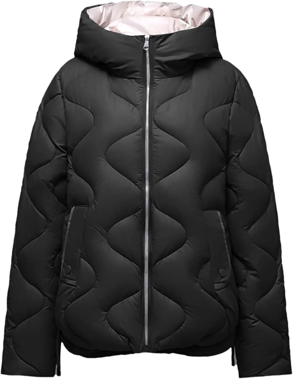Cotton Padded Outerwear Coats for Women Zip Up Quilted Jackets Lightweight Thermal Winter Puffer Parka with Pockets