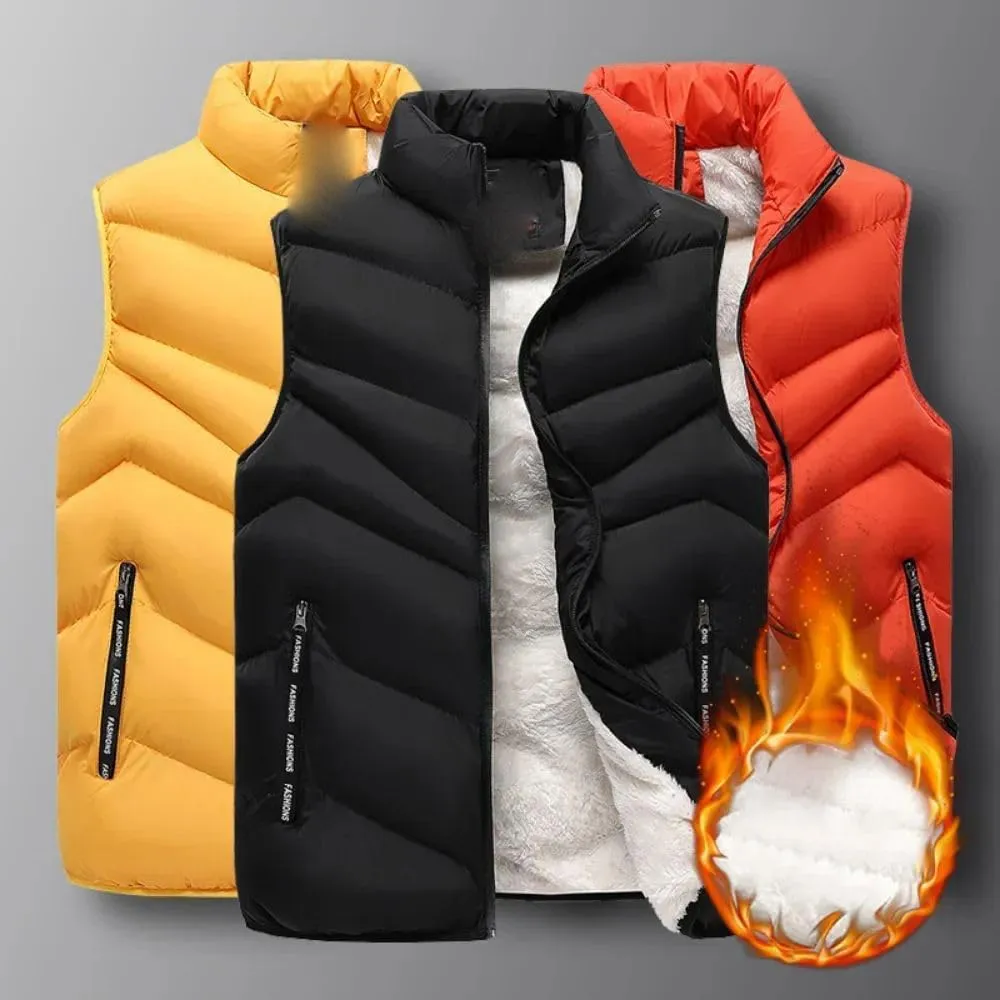 Cotton Padded Vest Jacket Men Puffer Jackets Sleeveless Coat Men Thicken Warm Casual Waistcoat Men Clothing Winter