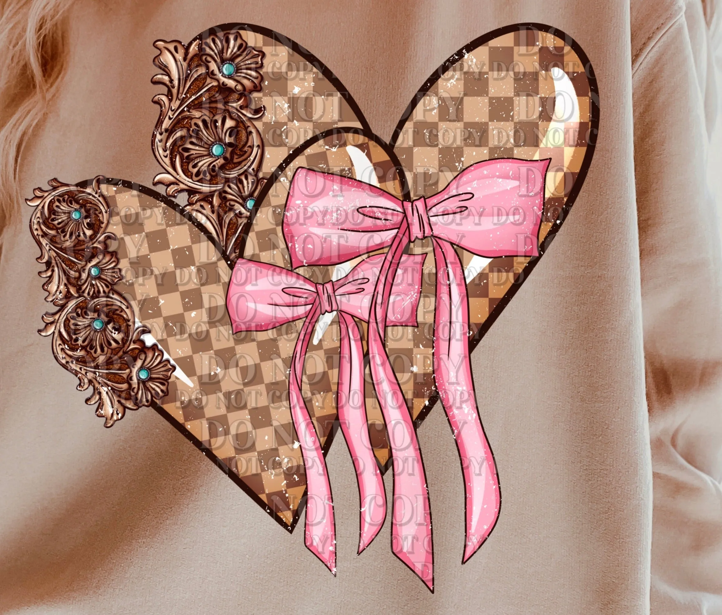Country Heart Boho Pink Bow T-Shirt or Sweatshirt - Stylish and Cozy .