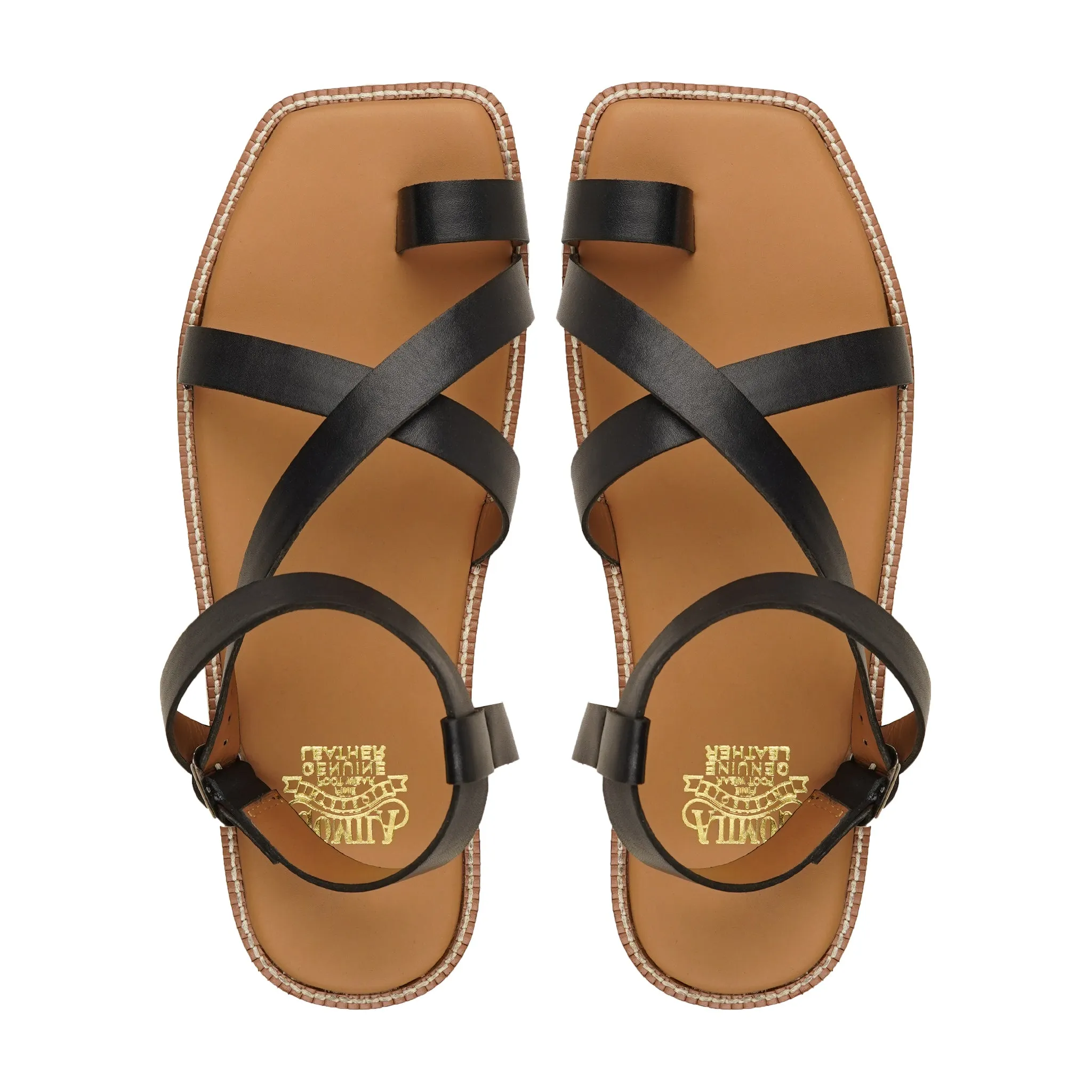 Cremona - Men's Black Calf Leather Sandal