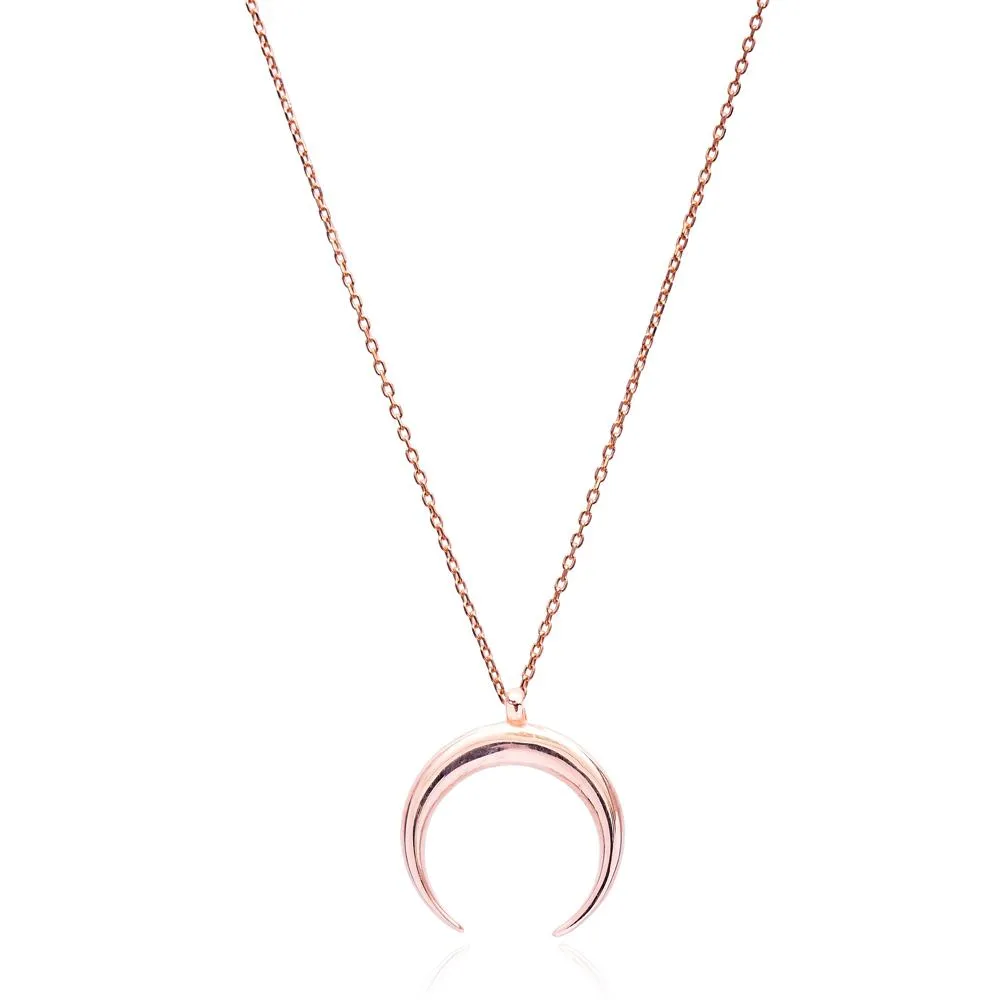 Crescent Moon Pendant - Sterling Silver Rose Gold Plated