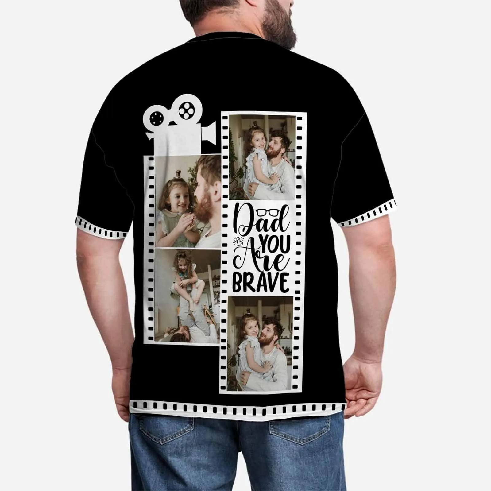 Custom Tee with Photo Dad Are Brave Men's All Over Print T-shirt with Personalized Pictures for Father's Day