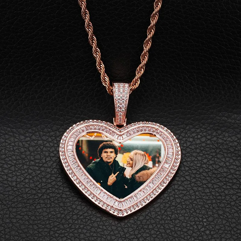 【Custom】double-layer heart shape Memory photo pendant
