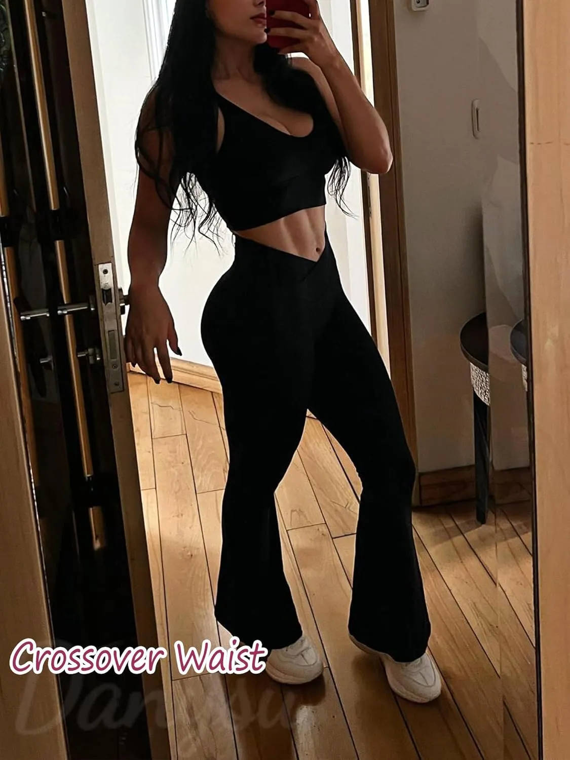Danysu Flare Leggings with Pockets for Women Scrunch Butt Lifting Cargo Leggings V Waist Tummy Control Bootcut Yoga Pants