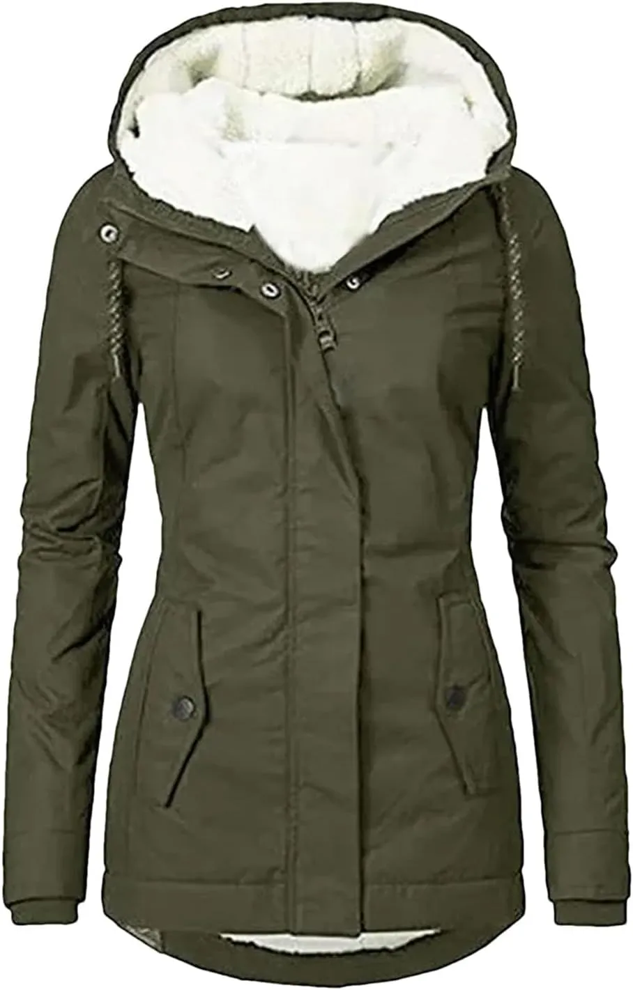 Dcvmvmn Women's Thick Down Cotton Padded Jacket Loose Casual Parkas Coats Winter Warm Hooded Outwear