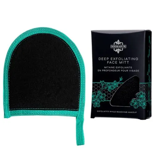 Dermasuri Deep Exfoliating Face Scrub and Body Scrub Mitt - Facial Scrub & Skin Cleanser - Part of the Best Skincare Kit for Women & Men - Cleanse Dead or Dry Skin - Exfoliator Face Scrub Tool