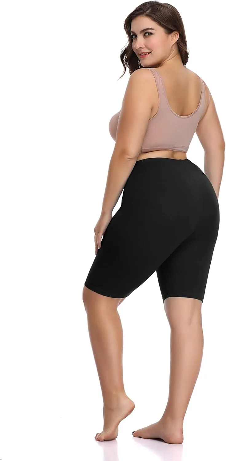 DITSONEO Plus Size Short Leggings for Women Sport Capris Knee Length Leggings Yoga Workout Gym Mid Thigh Shorts Under Dress
