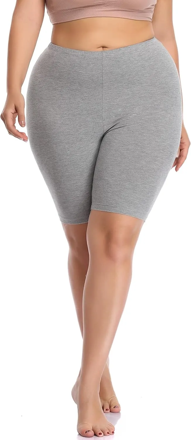DITSONEO Plus Size Short Leggings for Women Sport Capris Knee Length Leggings Yoga Workout Gym Mid Thigh Shorts Under Dress