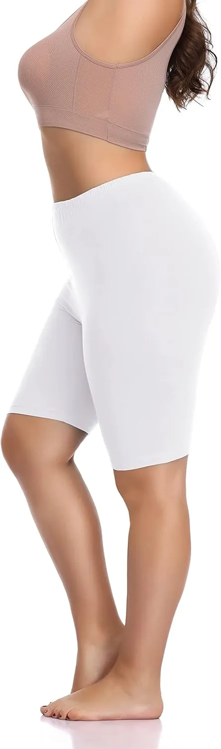 DITSONEO Plus Size Short Leggings for Women Sport Capris Knee Length Leggings Yoga Workout Gym Mid Thigh Shorts Under Dress