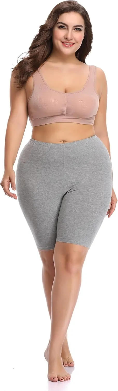 DITSONEO Plus Size Short Leggings for Women Sport Capris Knee Length Leggings Yoga Workout Gym Mid Thigh Shorts Under Dress