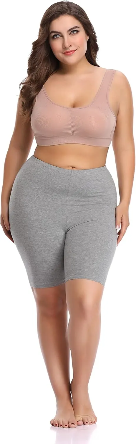 DITSONEO Plus Size Short Leggings for Women Sport Capris Knee Length Leggings Yoga Workout Gym Mid Thigh Shorts Under Dress