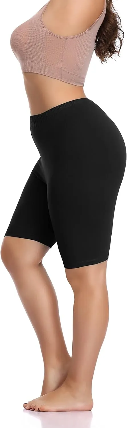 DITSONEO Plus Size Short Leggings for Women Sport Capris Knee Length Leggings Yoga Workout Gym Mid Thigh Shorts Under Dress