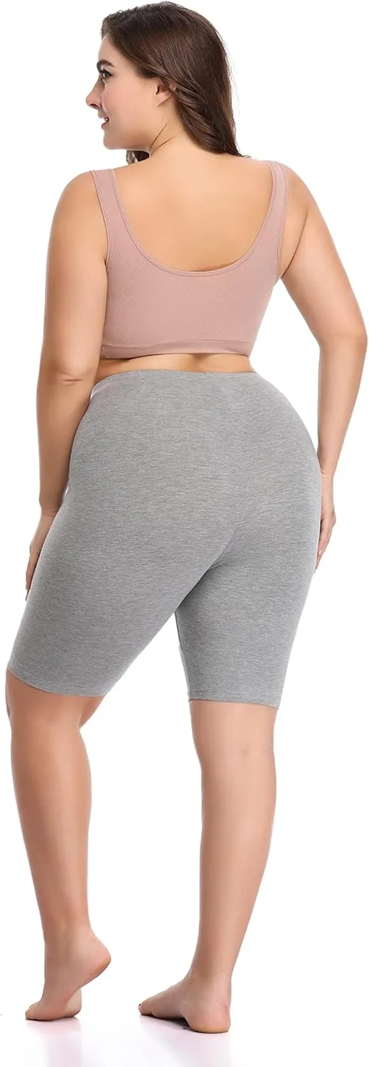 DITSONEO Plus Size Short Leggings for Women Sport Capris Knee Length Leggings Yoga Workout Gym Mid Thigh Shorts Under Dress