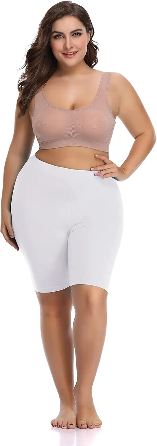 DITSONEO Plus Size Short Leggings for Women Sport Capris Knee Length Leggings Yoga Workout Gym Mid Thigh Shorts Under Dress