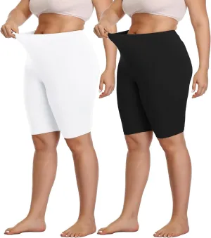 DITSONEO Plus Size Short Leggings for Women Sport Capris Knee Length Leggings Yoga Workout Gym Mid Thigh Shorts Under Dress