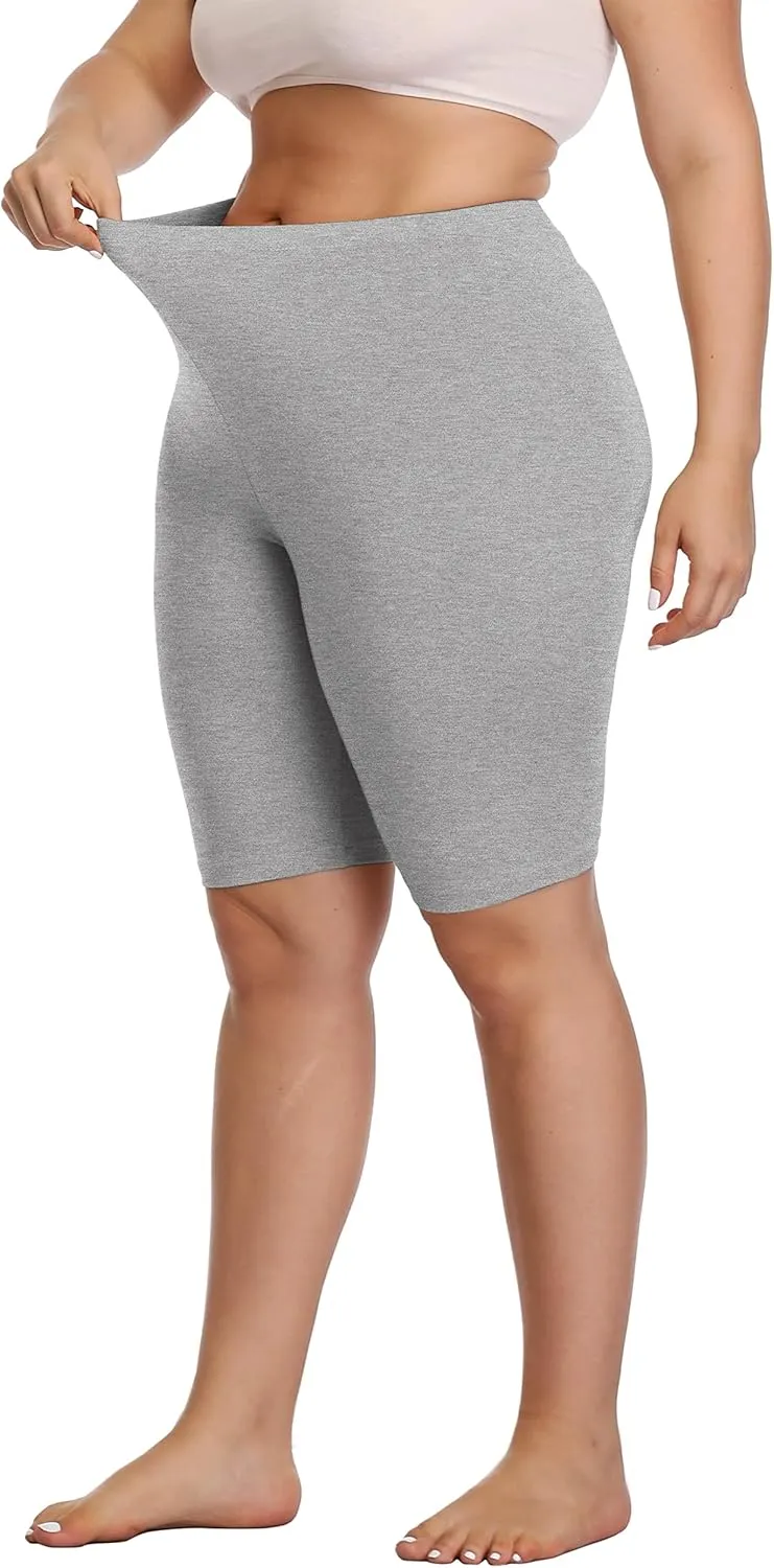DITSONEO Plus Size Short Leggings for Women Sport Capris Knee Length Leggings Yoga Workout Gym Mid Thigh Shorts Under Dress