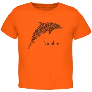 Dolphin Scribble Drawing Orange Toddler T-Shirt