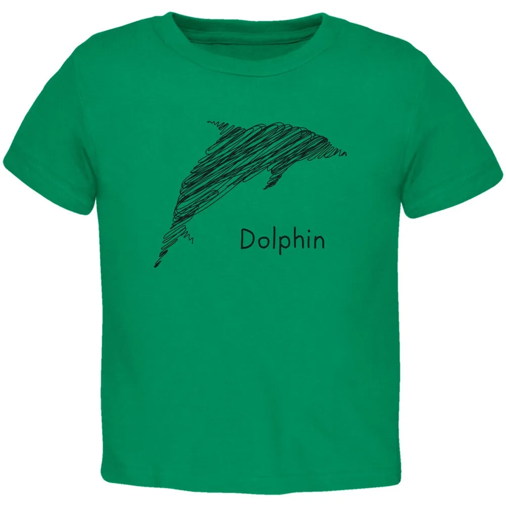 Dolphin Scribble Drawing Orange Toddler T-Shirt
