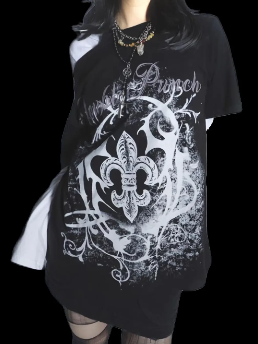 'Double Punch' Off Shoulder Y2K Grunge Women's Tee