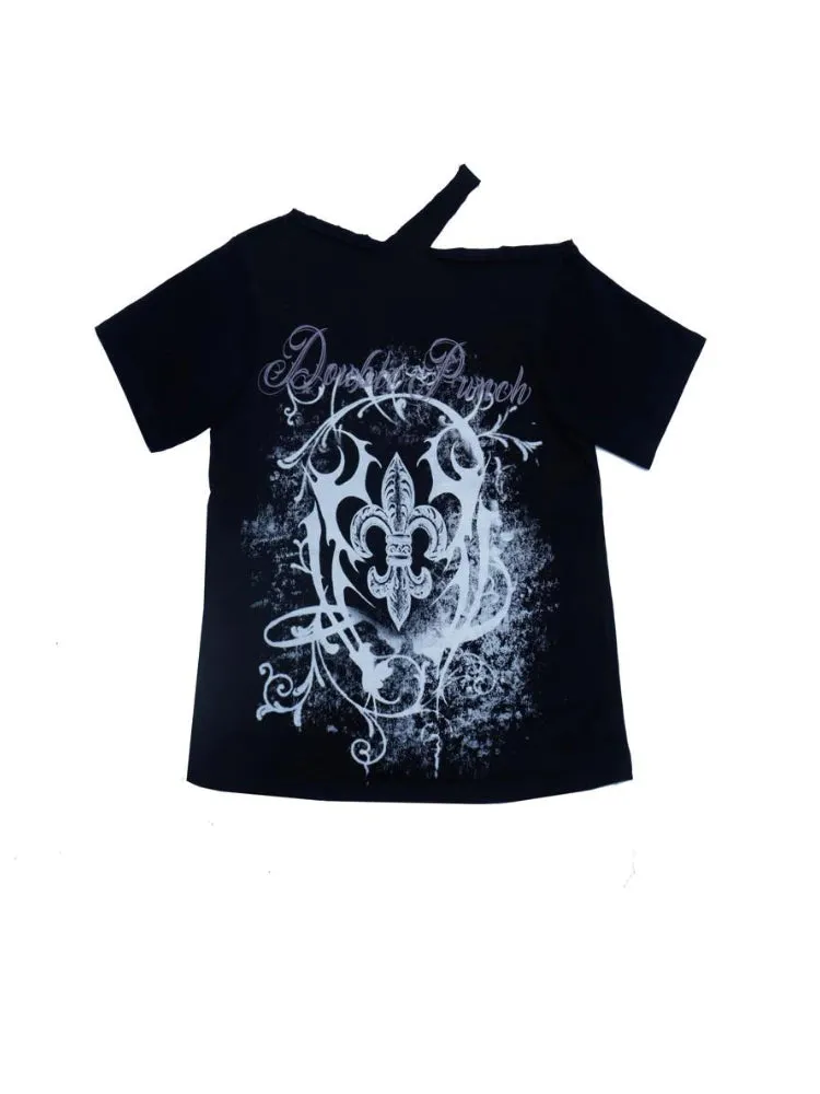 'Double Punch' Off Shoulder Y2K Grunge Women's Tee