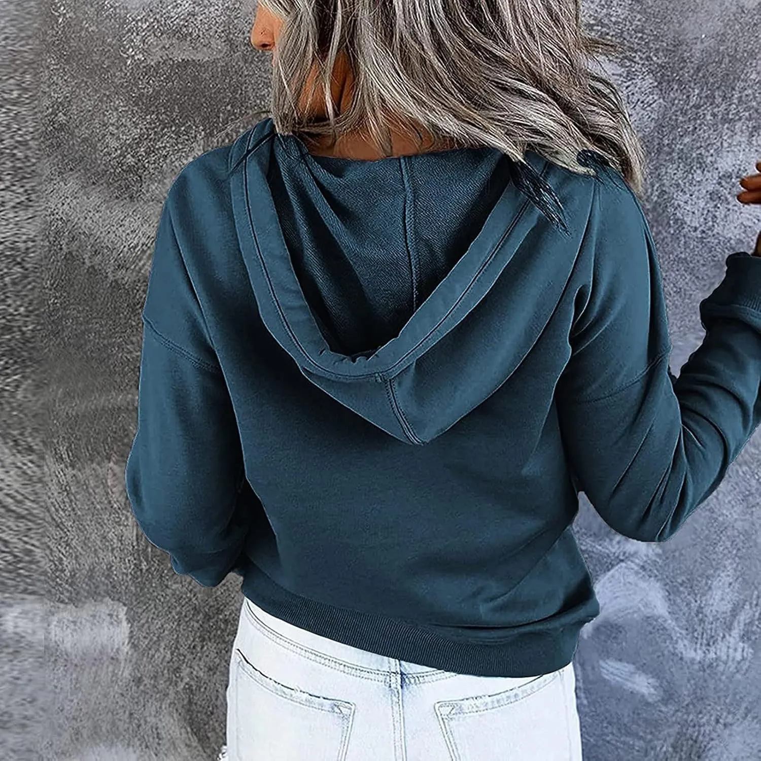 Dressy Casual Hoodies For Women Long Sleeve Pullover Tops Drawstring Hooded Sweatshirts Fall Fashion Outfits 2024